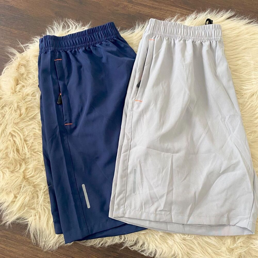 NWOT Lot of 2 Blue & Light Grey Mesh Running Workout Shorts Size L